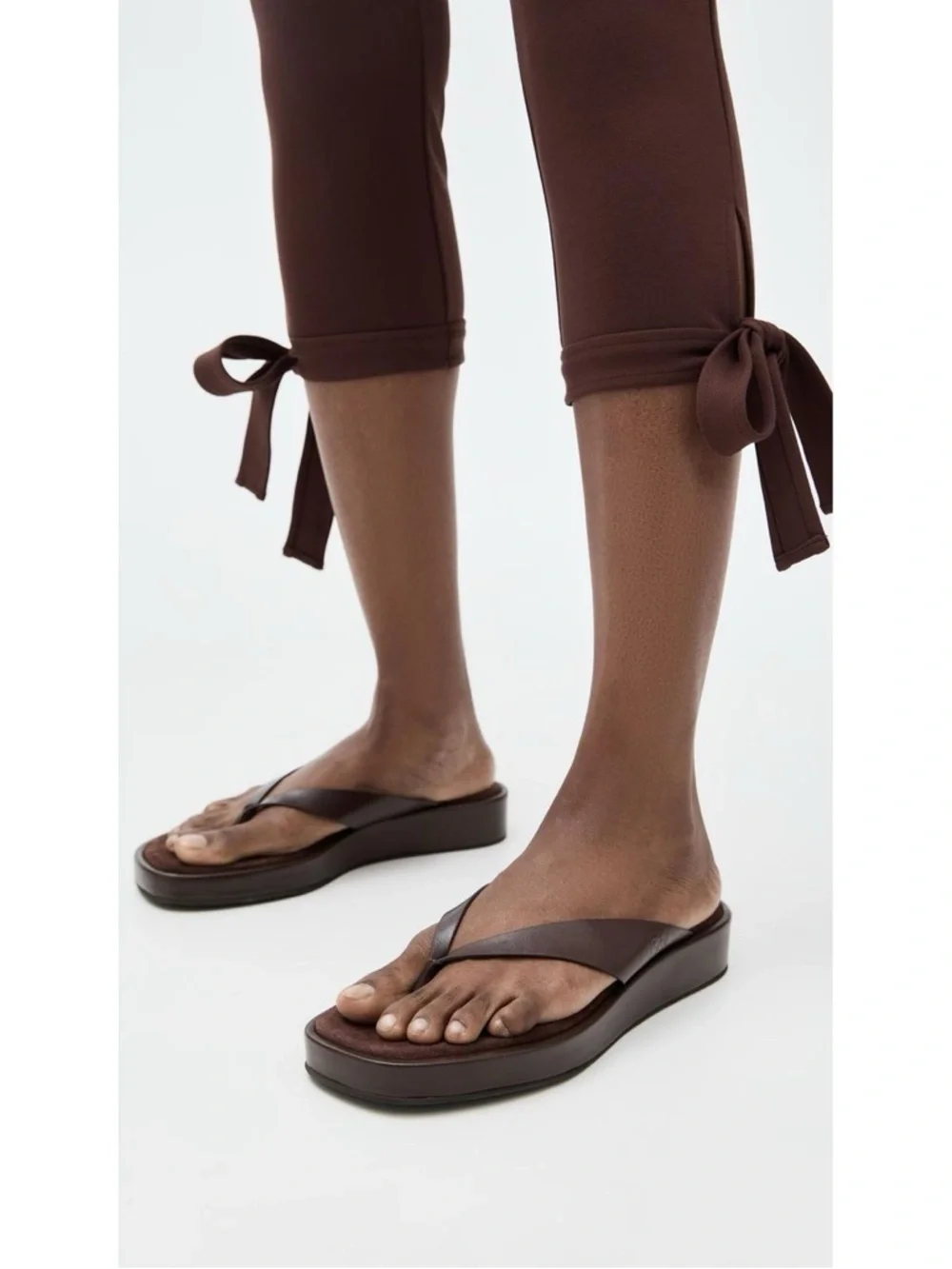 Reformation Eden Platform Thong Espresso Leather Suede Sandals Shoes